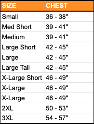 Chest Size Chart for Sitka Waders